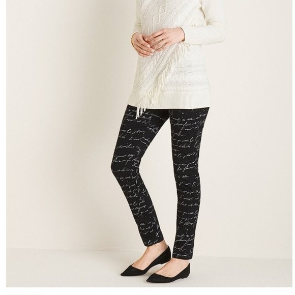 NWT CHICO’S Script-Print Slim Fit Stretch Pull-On Pants Jeggings in Black Sz 18 - Picture 10 of 12